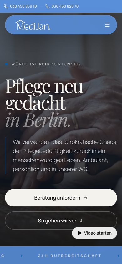 Mobile Startseite von MediJan