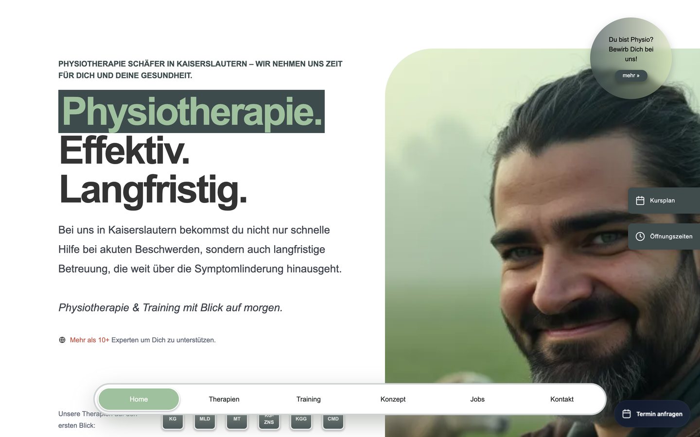 Desktop-Startseite von Physiotherapie Schäfer