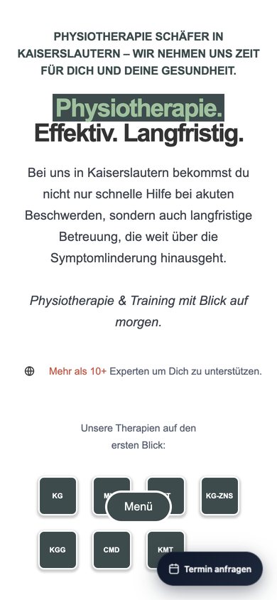 Mobile Startseite von Physiotherapie Schäfer
