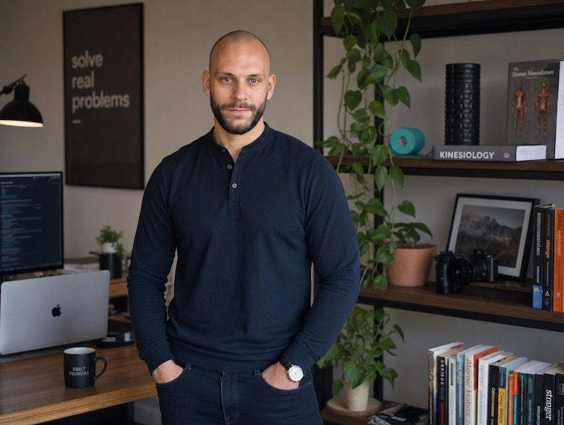 Sebastian Grund am Schreibtisch — Therapeut und Digital-Macher